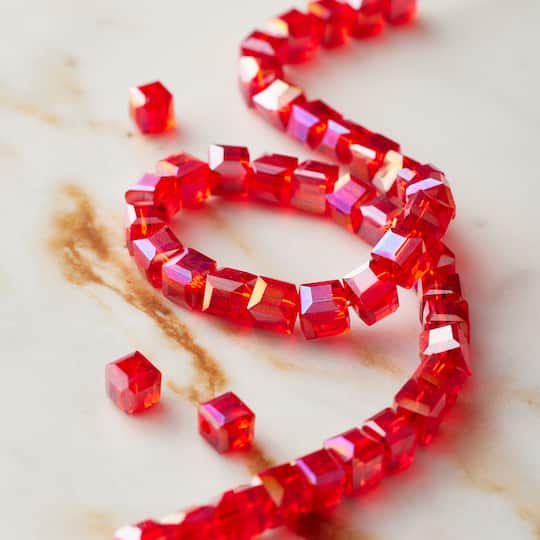 Red Faceted Glass Cube Beads, 5mm by Bead Landing™